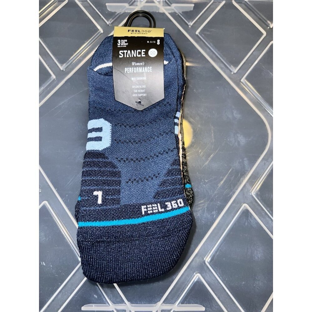 NWT STANCE Feel 360 3 Pack Pink/Navy/Black Green Cut Socks Sz Small W (5 7.5)